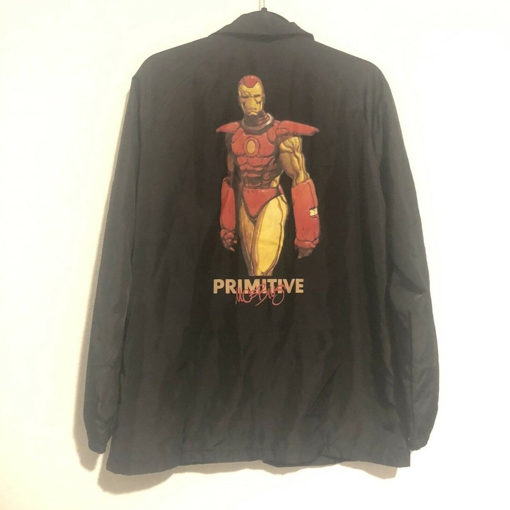 Primitive x Moebius x Iron Man Black Nylon Jacket Men’s Small Back Graphic Tags